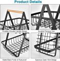 Kitchen Organizer/ Fruit Basket/ Vegetable Stand/ Kitchen Counter Rack In Black Color. 