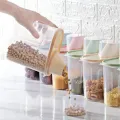6Pcs 1kg Kitchen Dispenser with Lid Plastic Rice Container Food Storage Jar Cans for Kitchen Grain Dried Fruit Snacks. 