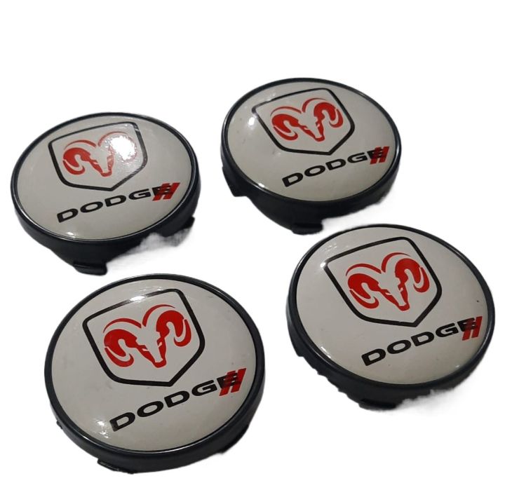 White Cap Sticker SET OF 4 DODGE Black front white Sticker Car Wheel Center Caps Premium ...