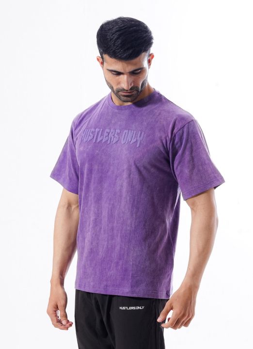 Drippy Acid Wash Tshirt - Purple-Active wear-Casual Wear-Half Sleeve T-shirt-Cotton T-shirt-SoftT-shirt
