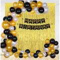 Black & Gold Birthday Decoration Pack decoration Set for happy birthday with Latex Balloons, Birthday Banner, Birthday accessories.. 