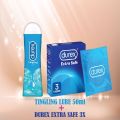 Durex Lube Tingle Lubricant Pleasuring fun Gel - 50 mL With Extra Safe 3s Condoms. 