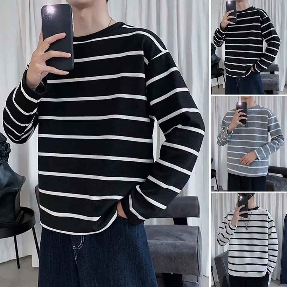 Long sleeve striped t shirt mens hotsell