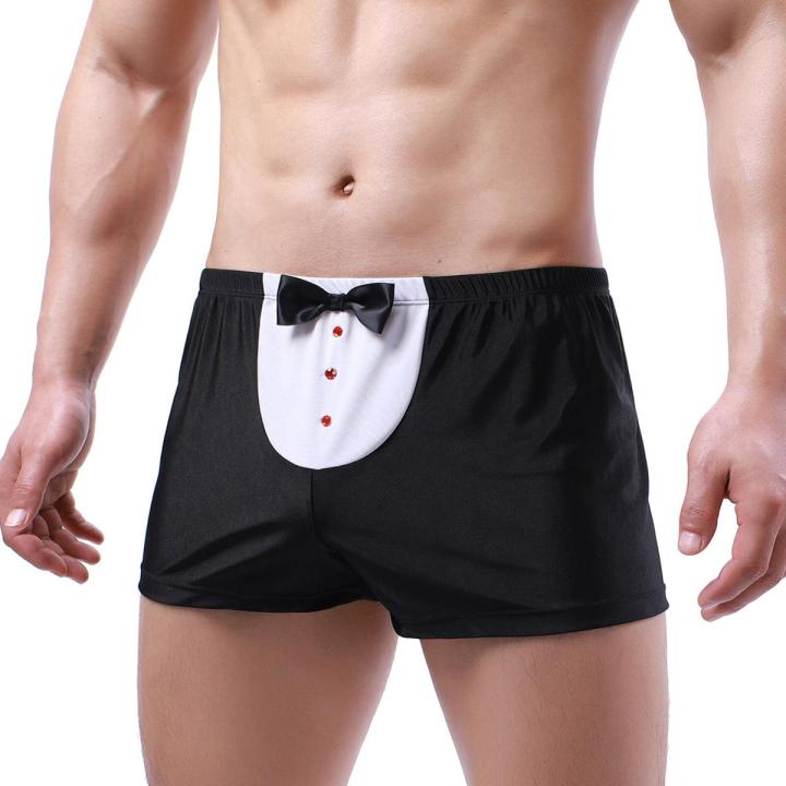 Hot Men Boxer Underwear Bulge Pouch Button Bow Tie Boxer Man Breathable Fashion Panties