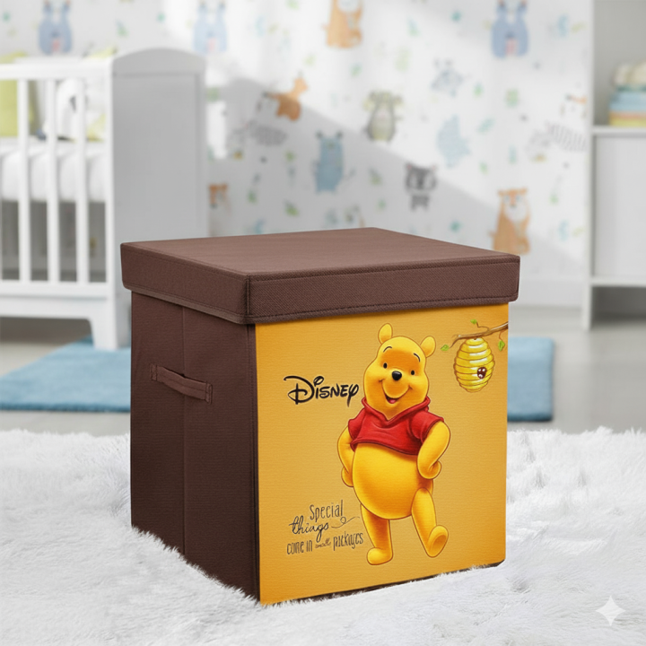 Baby Cartoon Printed Foldable Storage Cubes Organizer Basket Bin Storage Boxes Storage Container with Handles for Travel Moving Toy Storage Box With Lid