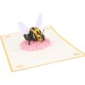 Bee Flower 3D Pop Up Paper Greeting Card Thanksgiving Birthday Gift. 