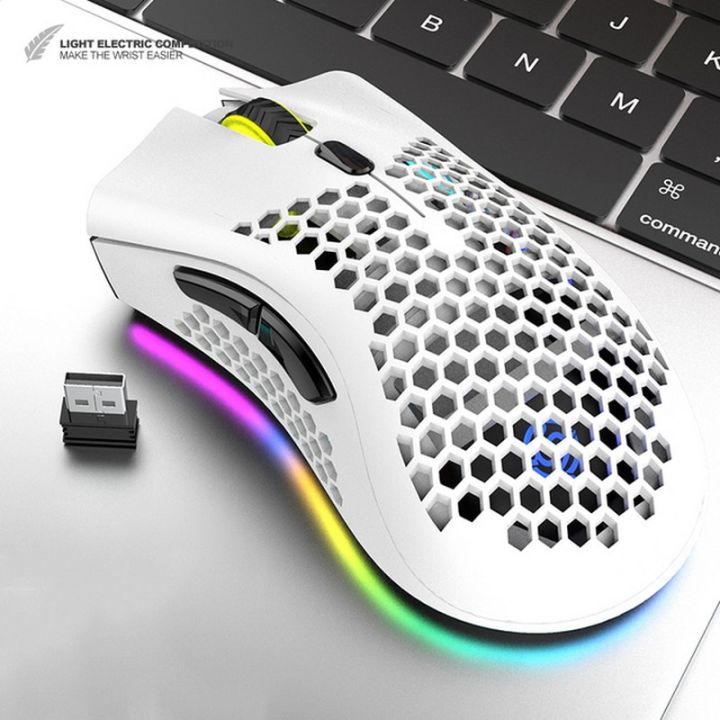 BM600 Wireless Mouse Lightweight Hollow-out Design Rechargeable Gaming Mouse With RGB Lights