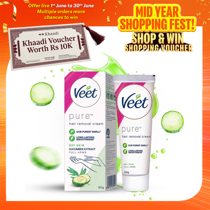 Veet Pure Hair Removal Cream Dry 50g - Full Arms