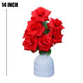 Red Rose With Plastic Vases Plus Artificial Flower Home Decoration Plastic Vases European Wedding Modern Decorations Rattan-like Unbreakable Creative Simplicity vase Plus flower. 