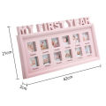 My First Year Baby Pictures Wooden Frame for 12 Month - Frame Pictures From 1 Month to 12 Month Baby Photo Frame - Pink. 