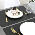 Relaxsit Black PU Leather Placemats Set of 4 & 6 Waterproof Heat Resistant Durable Non-Slip Table Mats for Kitchen Dining Table, restaurants, and commercial kitchen use.. 