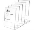 A5 Size 6 x 8.5 Inches Clear Design L Shaped Acrylic Table Display Stand - Paper Holder and Menu Holder. 