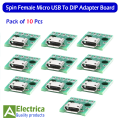 5/10 pcs Micro USB To 5 Pin Dip Connector Socket Type-B Female 5 Pin To Dip 2.54 mm Pin With Soldering Adapter Board connector by Electrica. 