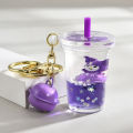 Internet celebrity dithering sound blind TV key chain bag pendant creative floating Kuromi Acrylic oil flowing sand bottle. 