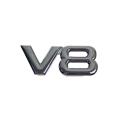V8 Logo  Silver Chrome  Metal  Emblem  Decal  Monogram  Logo. 