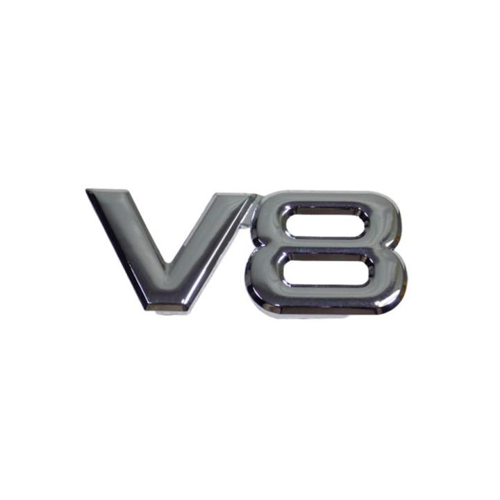 V8 Logo  Silver Chrome  Metal  Emblem  Decal  Monogram  Logo