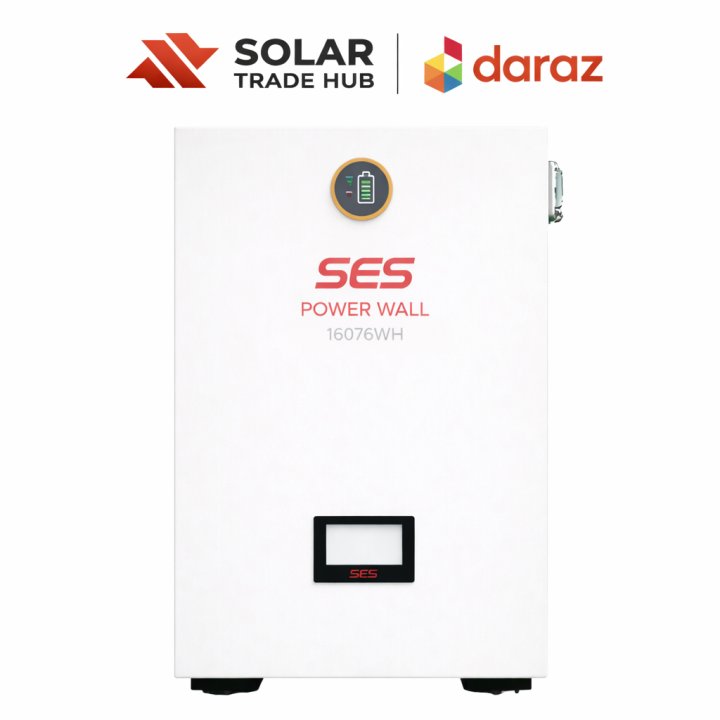 SES PowerWall 51.2V 314Ah LiFePO4 Lithium Battery 16.07kWh | 16076Wh Solar Storage | Wall Mount | Touch LCD | WiFi Bluetooth | 8000+ Cycles | Hybrid Inverter Compatible