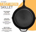 Fast Forward Kitchen Cast Iron Skillet – Pre-Seasoned Chef’s Pan, Fry Pan in 6.5/8/10.25/12 Inches – Safe for Indoor & Outdoor Cooking (Black). 
