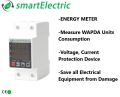 Digital Energy Meter + Voltage Protection Device, High Voltage, Low Voltage, Over Current Protection Device, Circuit Breaker, Best for Solar Inverter Output, With Digital LED Display,. 