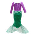 Girls Mermaid Dress Long Sleeve Sequin Patchwork Fish Scale Fishtail Mesh Embellished Cute Princess Dress. 