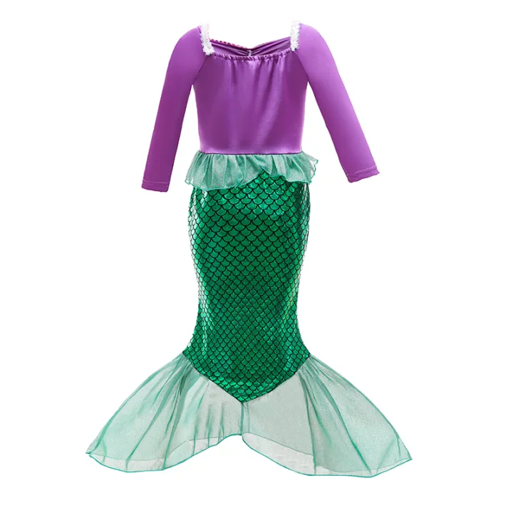 Girls%20Mermaid%20Dress%20Long%20Sleeve%20Sequin%20Patchwork%20Fish%20Scale%20Fishtail%20Mesh%20Embellished%20Cute%20Princess%20Dress%20-%20Image%202