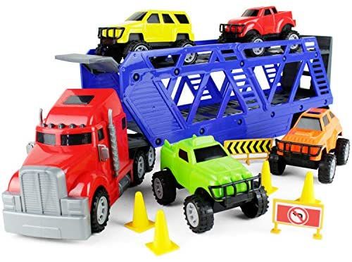 Kids Toy Car Loader Truck with Two Beautiful Blue Cars