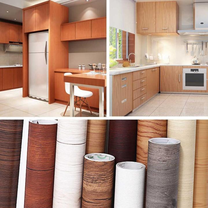2M Waterproof Wood Vinyl Wallpaper Roll Self Adhesive Contact Paper Doors Wardrobe Desktop Modern Furniture Decorative Sticker