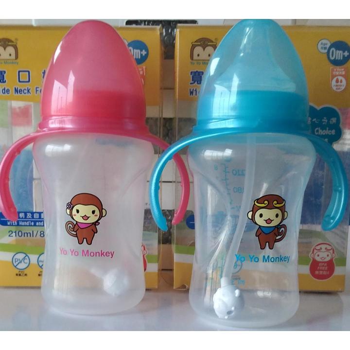 Baby Feeder Wide Nip ple Unique Printing Design 210 ml 8 oz 1" Thick PP Layer With Painted Handle & Cap With Straw &Filter Imported MAQ Brand Made
