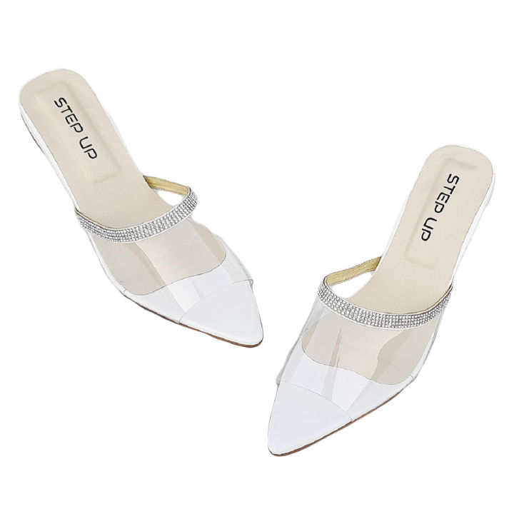 Transparent Heels - White Color Pointed Heel For Women'S - Premium Quality, Stylish, And Long-Lasting Footwear