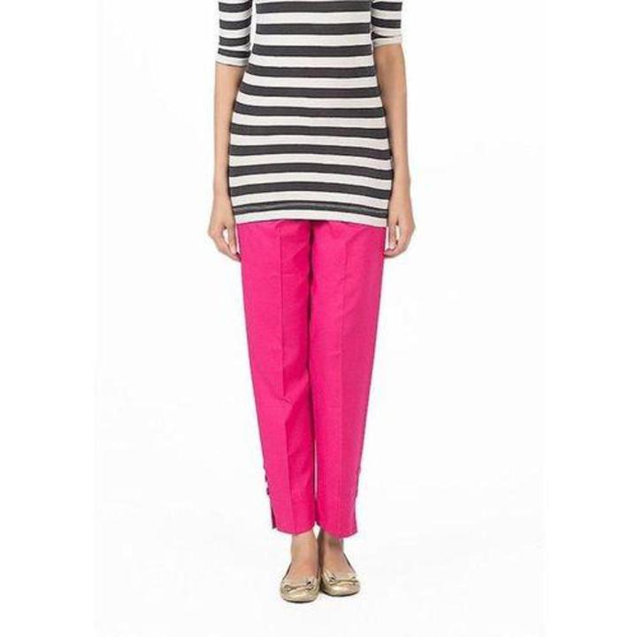 Pink Cotton Cigarette Pant For Women