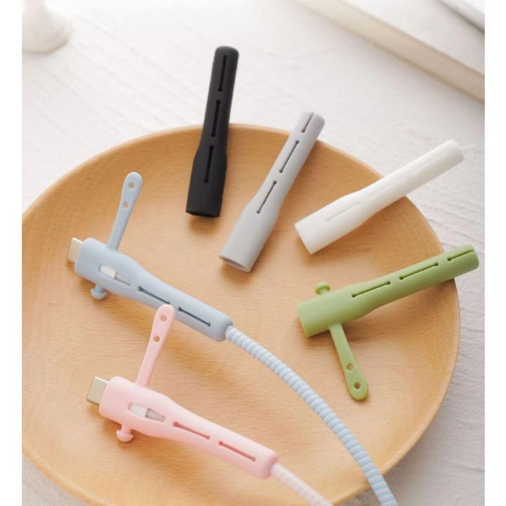 2in1 Cord Protector Mobile Phone Charging Cable Protector Silicone Headphone Cable Organizer, Charging Cable Winder