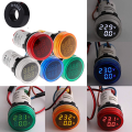Round Digital AC Voltmeter+Ampmeter 2in1 Volt meter Ampere meter 50-500V 100A 22mm LED Current Indicator Voltage Meter Mini Volt Amp Tester Panel Panel Meter. 