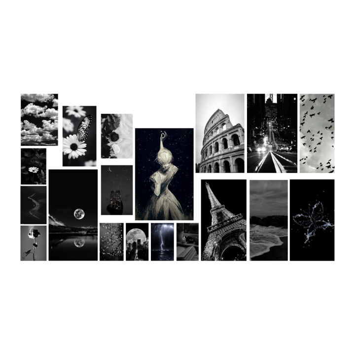 Black and White Wall Collage Kit, 50 Pcs Aesthetic Stickers, Bedroom ...