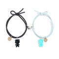 Hand Knitting Bear Pendant Hearts Magnetic Couple Bracelet Charm Women Men Valentine's Day Gifts BT262. 