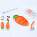 【Happier】 Baby Dinner Bowls Set Children's Plate Dividing Tableware Baby Goods Food Grade Silicone Spoon Fork Tableware For Kids. 