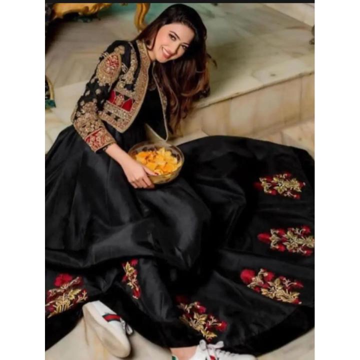 Women Embroidered Koti and Frock