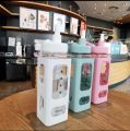 Korea Square Bear Water Bottle With Straw Handle Bottle 700/900ml. 