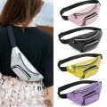 【happy one】Fashion Women Girls Waist Fanny Pack Belt Bag Pouch Bag Travel Sport Small Purse Black Pink Silver Yellow Purple. 