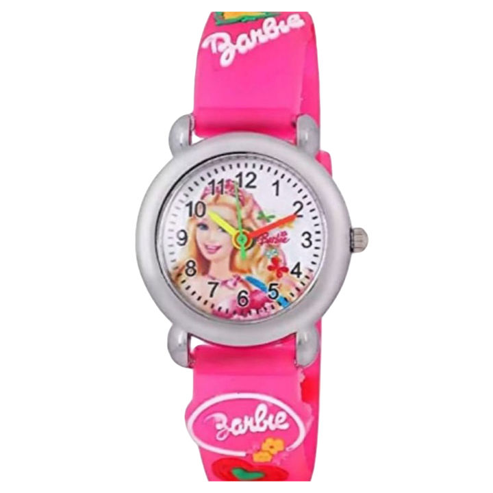Girl Cartoon Style Watch Kid Analog Watch Wrist Watch Cartoon Watch For Kids Girl - Pink