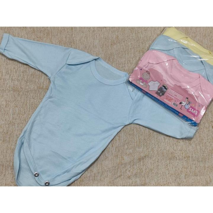 Pack of 3 - Baby Inner - Romper - Full Sleves - Plain - Multicolors - Winter Collection