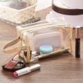 Clear Cosmetic Bag Makeup Bag Zipper Cosmetics Bag Transparent Travel Storage Carry Pouch PVC Zippered Toiletry Bag Organizers With Handle For Vacation Travel, Bathroom - Pink - 1 Pc. 