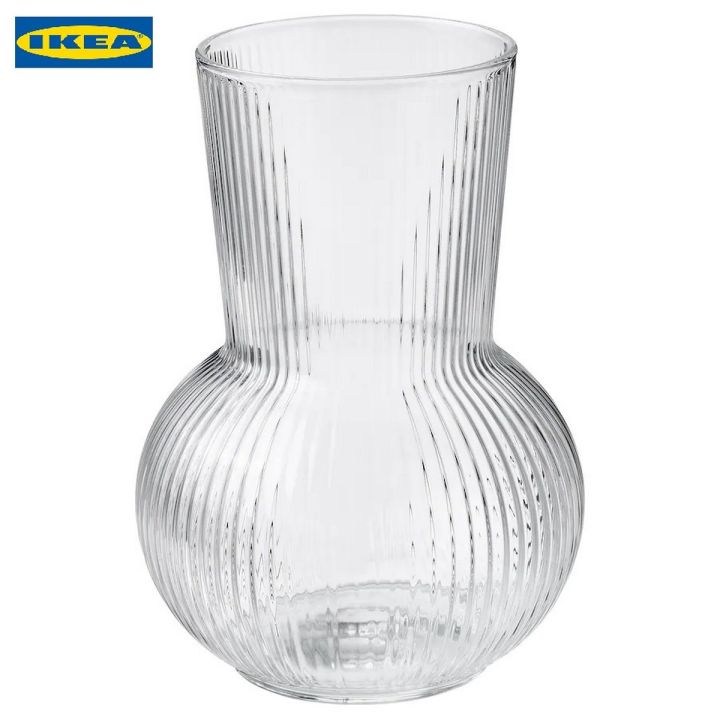 IKEA PADRAG Clear Glass Vase, 17 cm, Modern Tabletop Decoration, Washable