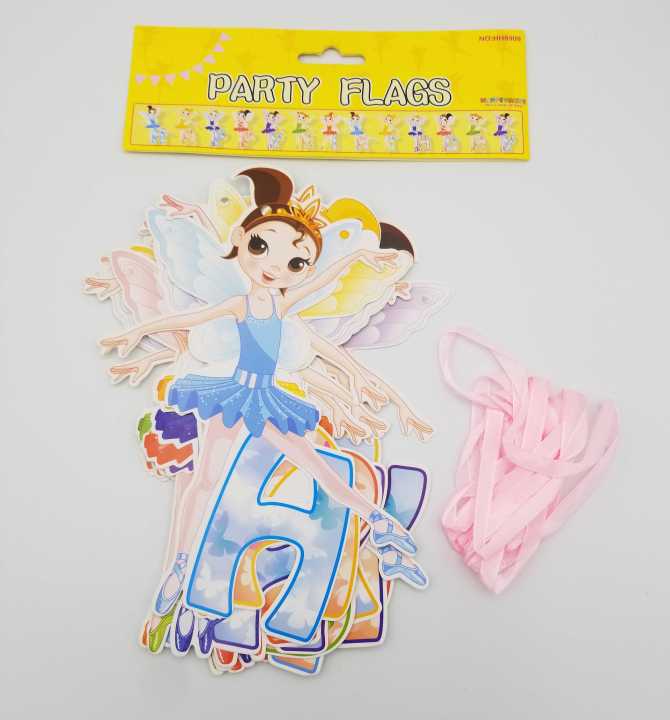 FAIRY THEME PARTY FLAGS BANNER LITTLE FAIRY HAPPY BIRTHDAY WORD BANNER