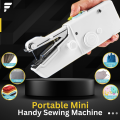 Mini Portable Handy Sewing Machine - Handheld Electric Stitch Household Tool for Kids Clothing, Fabric, Home & Travel Use | White Color - Battery-Powered (4 AA Batteries Not Included) - Adult Easy Hand Sewing Needlework Fabrics & Clothes - Handy Stapler. 