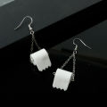 2020 Lady Roll Paper Pendant Earring Necklace Creative 3D Organization Toilet Paper Toilet Roll Paper Tube Pendant Earring. 