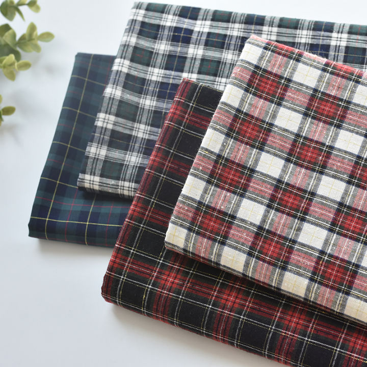 110x50cm Pure Cotton Yarn-Dyed Check Fabric for Clothing DIY, Shirt, Dress and Handmade Crafts Cloth