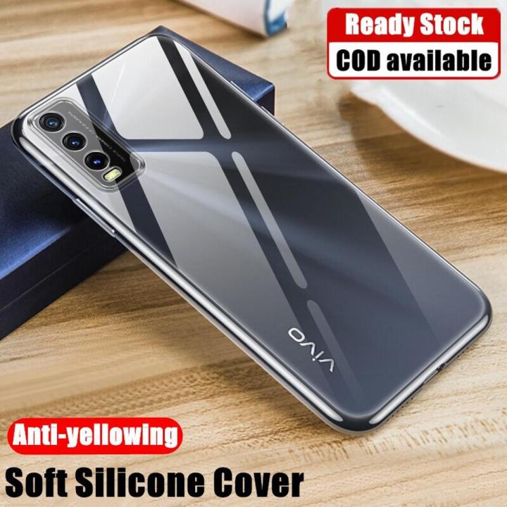 lthmy for Vivo Y20 2021 V2043 Flexible Soft Matte Black Crystal Clear Phone Case Silicone Protective Back Cover