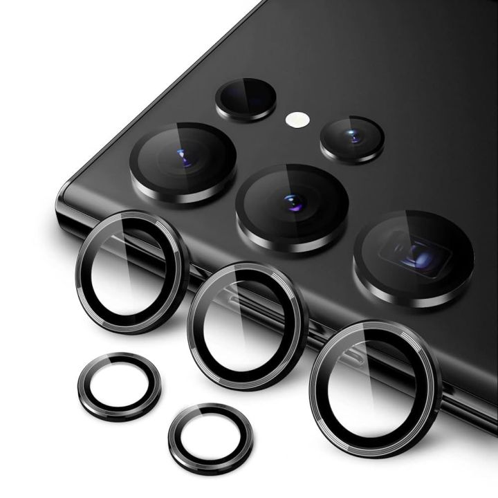 Samsung Galaxy S23 Ultra 5G Camera Lens Protecter Premium Tempered Glass Circle Film, Aluminum Alloy Full Fit Lens Ring Cover, (Anti-Scratch)