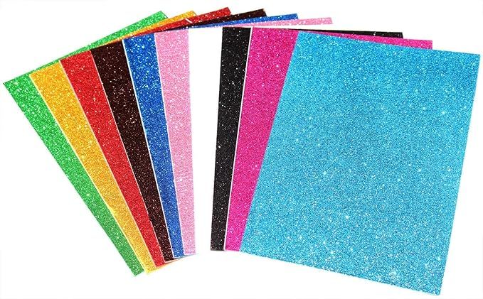 A4-10 Sheet Glitter Sheets (A4 Size) Art & Craft Glitter Sheet Paper(Colour Sheet) for Craft,Multicolor (dsr adhesive)
