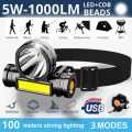 Portable mini High Power LED Headlamp Built-in Battery T6+COB USB Rechargeable Headlight Waterproof Head Torch Head Lamp Super Bright 3 Led Rechargeable Headlamp - Multicolor USB Charging Powerful Flashlight XPE COB LED Flash Light Flashlight. 